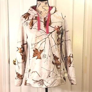 NWOT Realtree Leaf Camo Hoodie Sweatshirt Beige Brown Pink Women's Size M